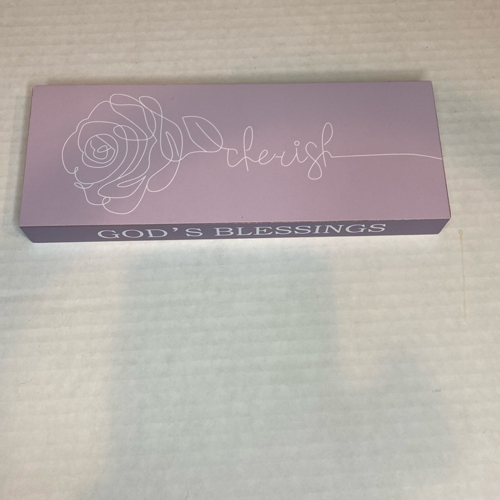 Inspirational wood, mini block, sign, (Cherish God‘s blessings)